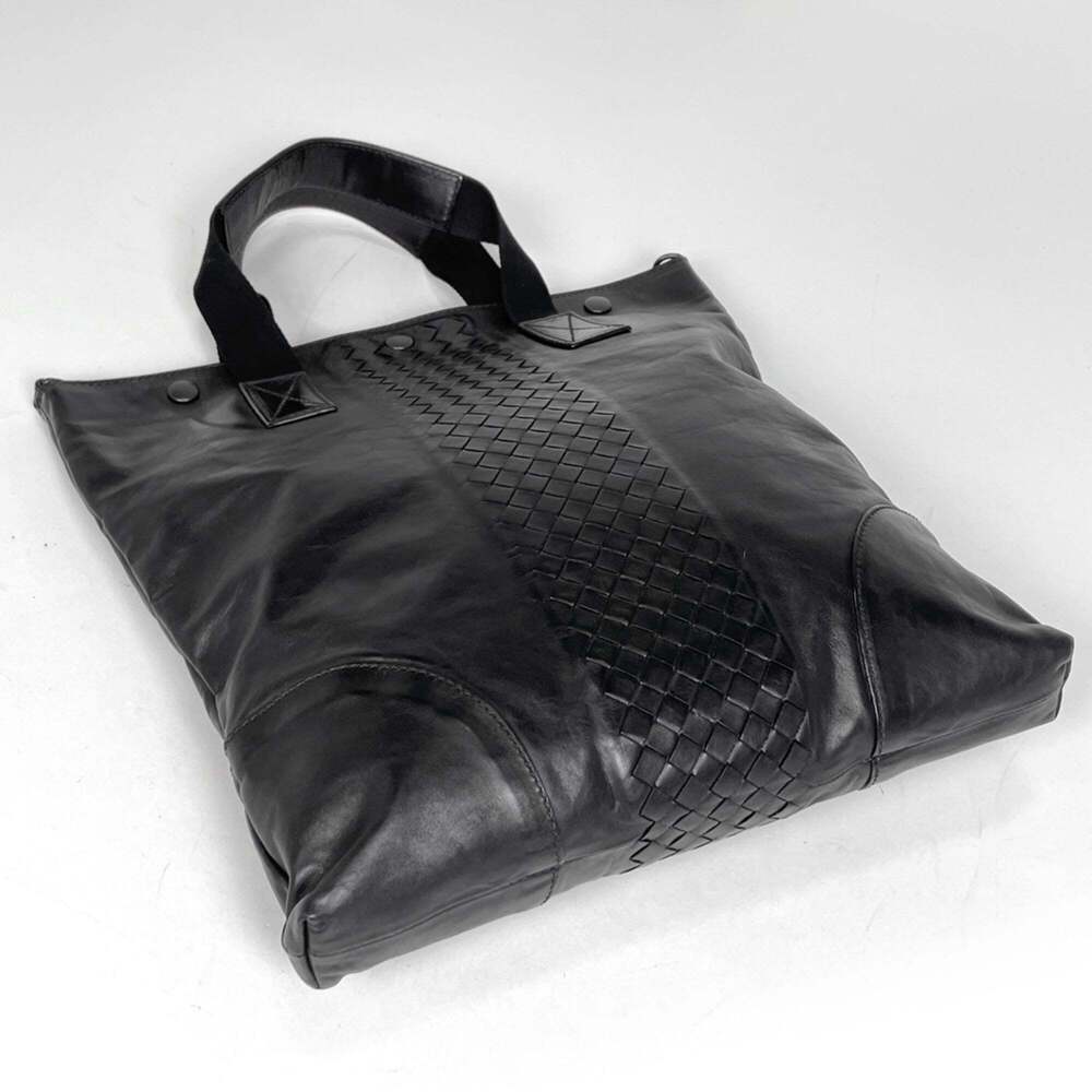 Bottega Veneta Intrecciato Handbag, 2-Way Shoulder Bag, Leather, Black, Women's - Picture 2 of 8